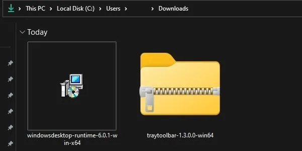 Tray Toolbar Downloaded