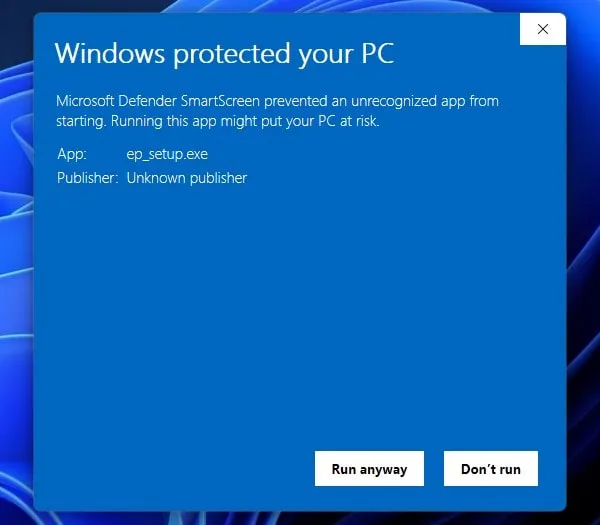 Windows Protected your PC Explorer Patcher