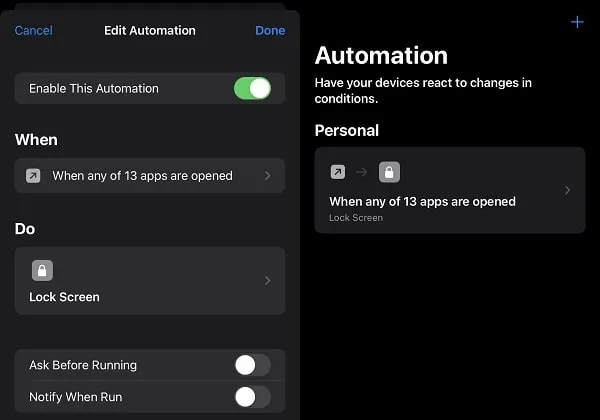 Automation Created to Lock Apps on iPhone