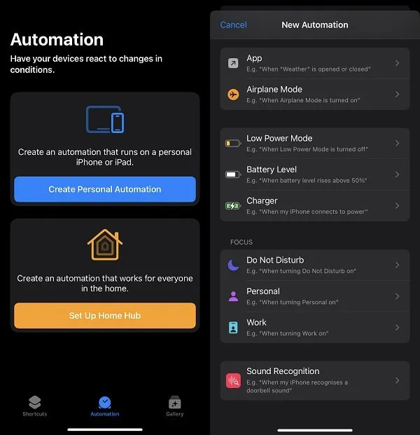 Create Personal Automation for App Lock on iPhone