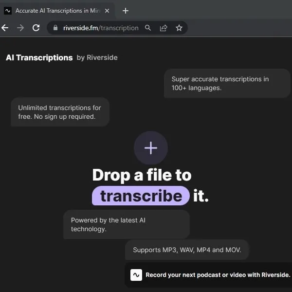 Drop a File to Transcribe