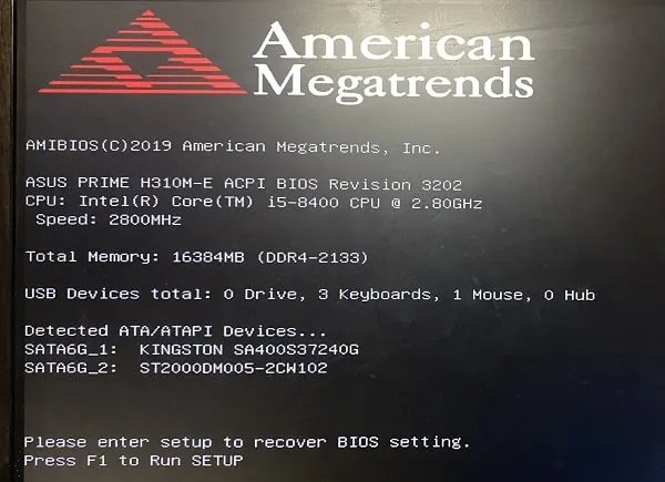 American Megatrends Screen Press F1