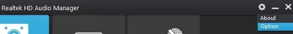 Open Option Settings in Realtek HD Audio Manager