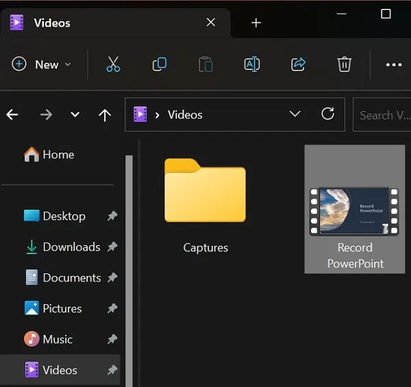 Record PowerPoint Video inside Videos Folder