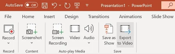 Select Export to Video option