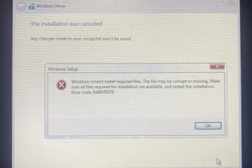 Windows cannot install required files 0x80070570 Error