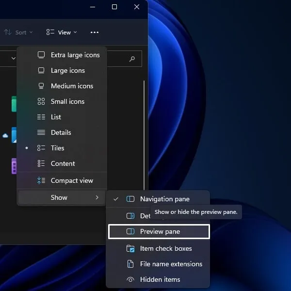 Enable Preview Pane in File Explorer Windows 11