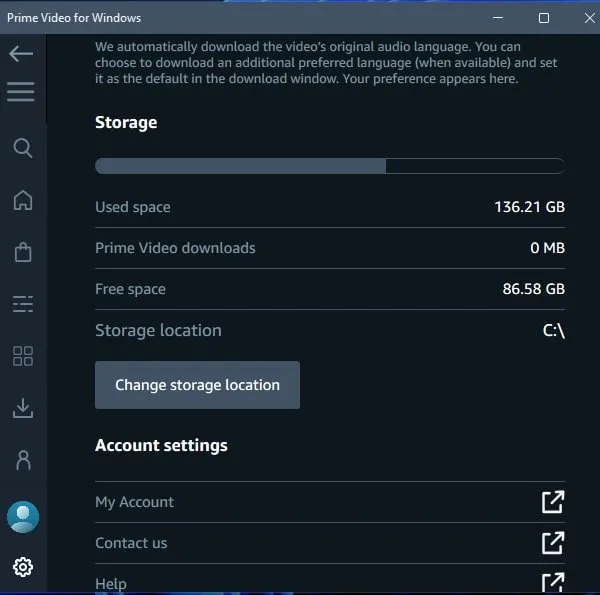 Change Storage Location Prime Video App