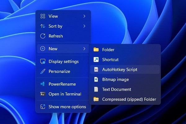Create new AutoHotKey Script