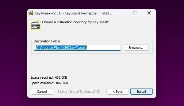 Install KeyTweak App on Windows 11