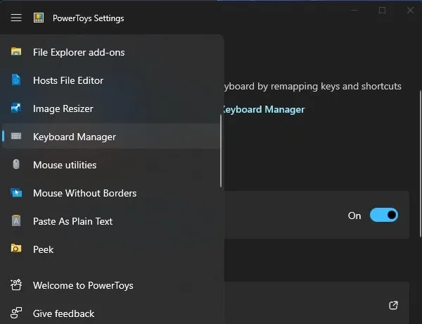 Open Keyboard Manager on Microsoft PowerToys