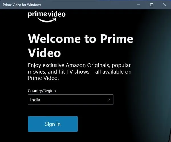 Select Amazon Prime Video App Country