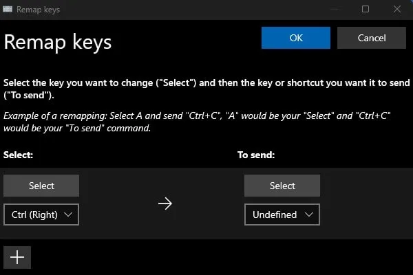 Select Keyboard Key as Undefined to Disable