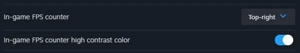In-game FPS counter high contrast color steam