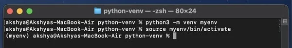 Activate Python Virtual Environment in macOS