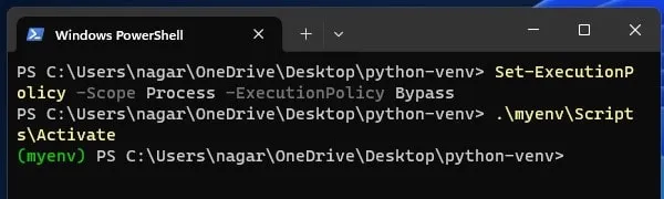 Activate Virtual Environment in Python Windows 11