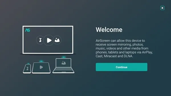 AirScren App Welcome Screen
