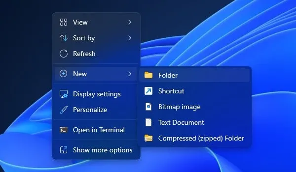 Create New Folder on Desktop