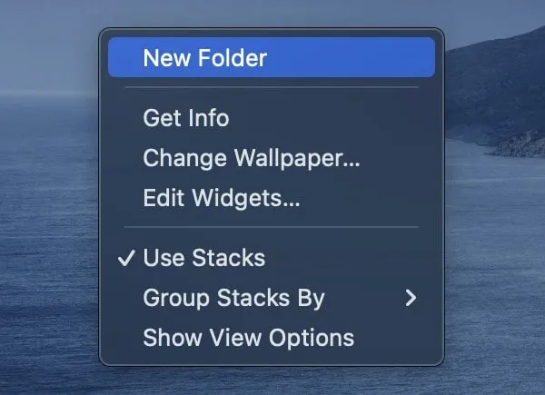 Create new folder in macOS