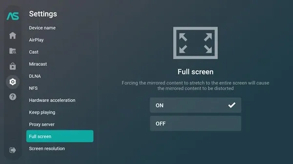 Enable Full Screen for the AirScreen App