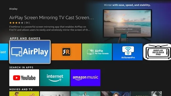 Install AirPlay App on Fire TV Stick