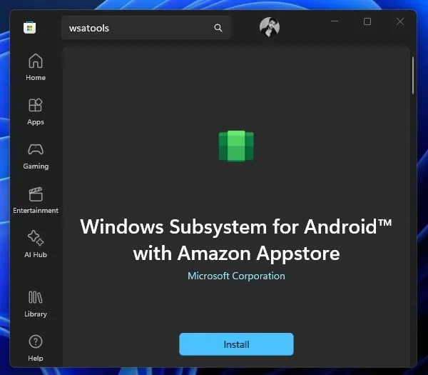 Install Windows Subsystem for Android