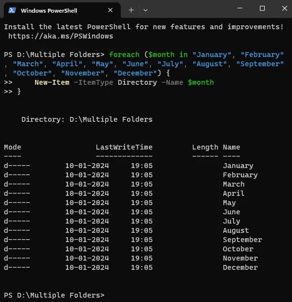 Multiple Months Folder Second Command