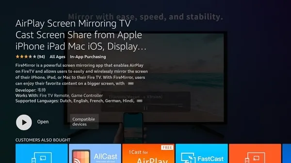 Open AirPlay App on Fire TV Stick