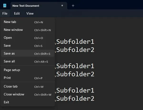 Save multiple folders script file