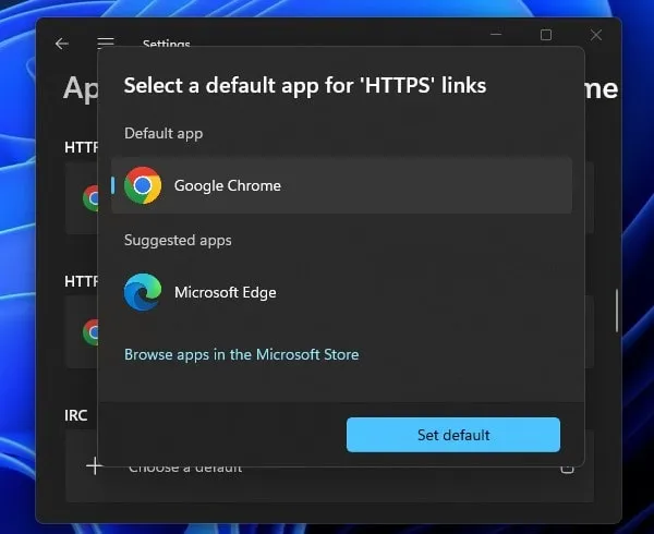 Make Google Chrome as your Default Browser