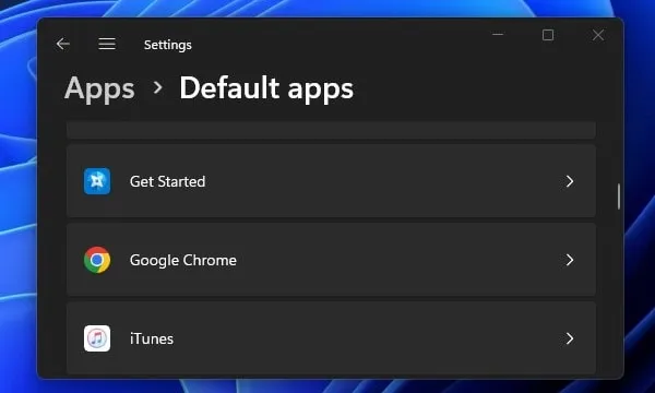 Select Google Chrome as Default Browser