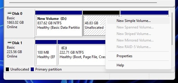 New Simple Volume of Unallocated Space