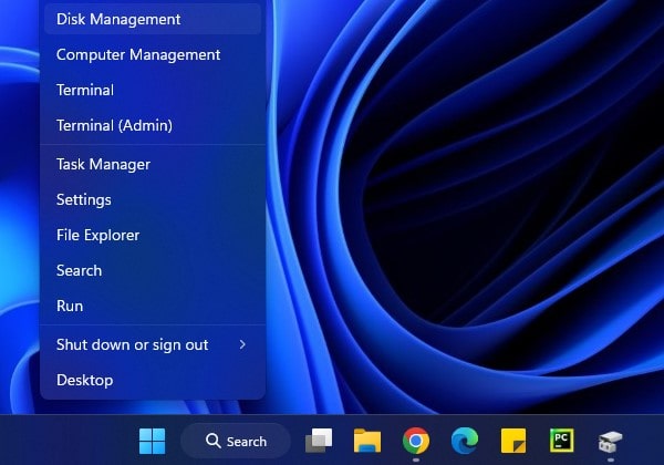 Open Disk Management in Windows 11