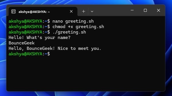 Run Shell Script File in Linux Bash Shell on Windows 11