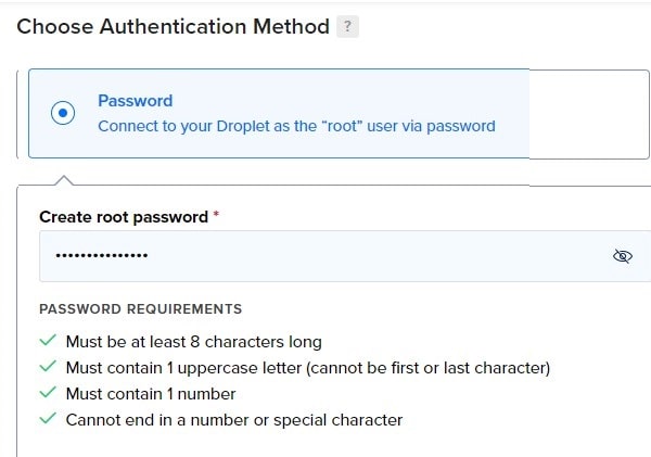 Setup root password