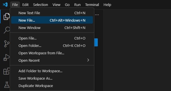 Create New File in VS Code