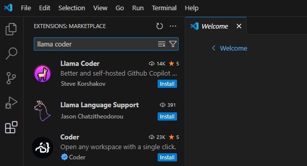 Install Llama Coder Extension on VS Code