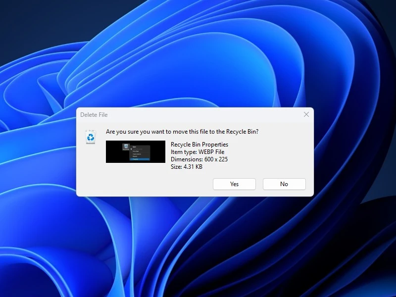 Enable Delete File Confirmation Dialog