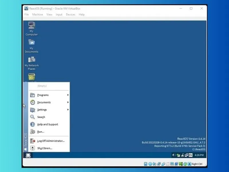 Install ReactOS on VirtualBox