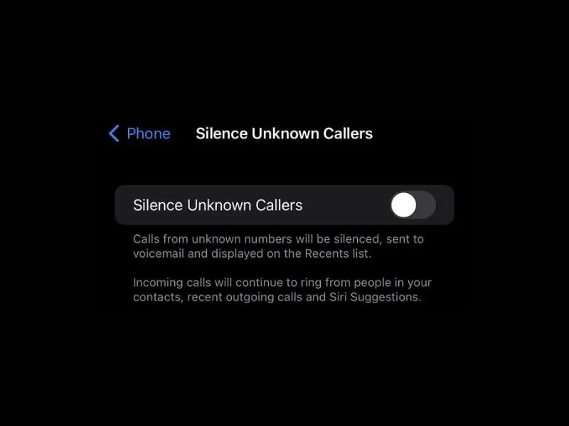 Turn Off Silence Calls on iPhone