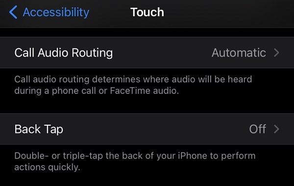 Tap on Back Tap Touch Accessibility